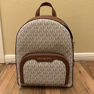 Michael Kors Beige and Brown Monogram Backpack